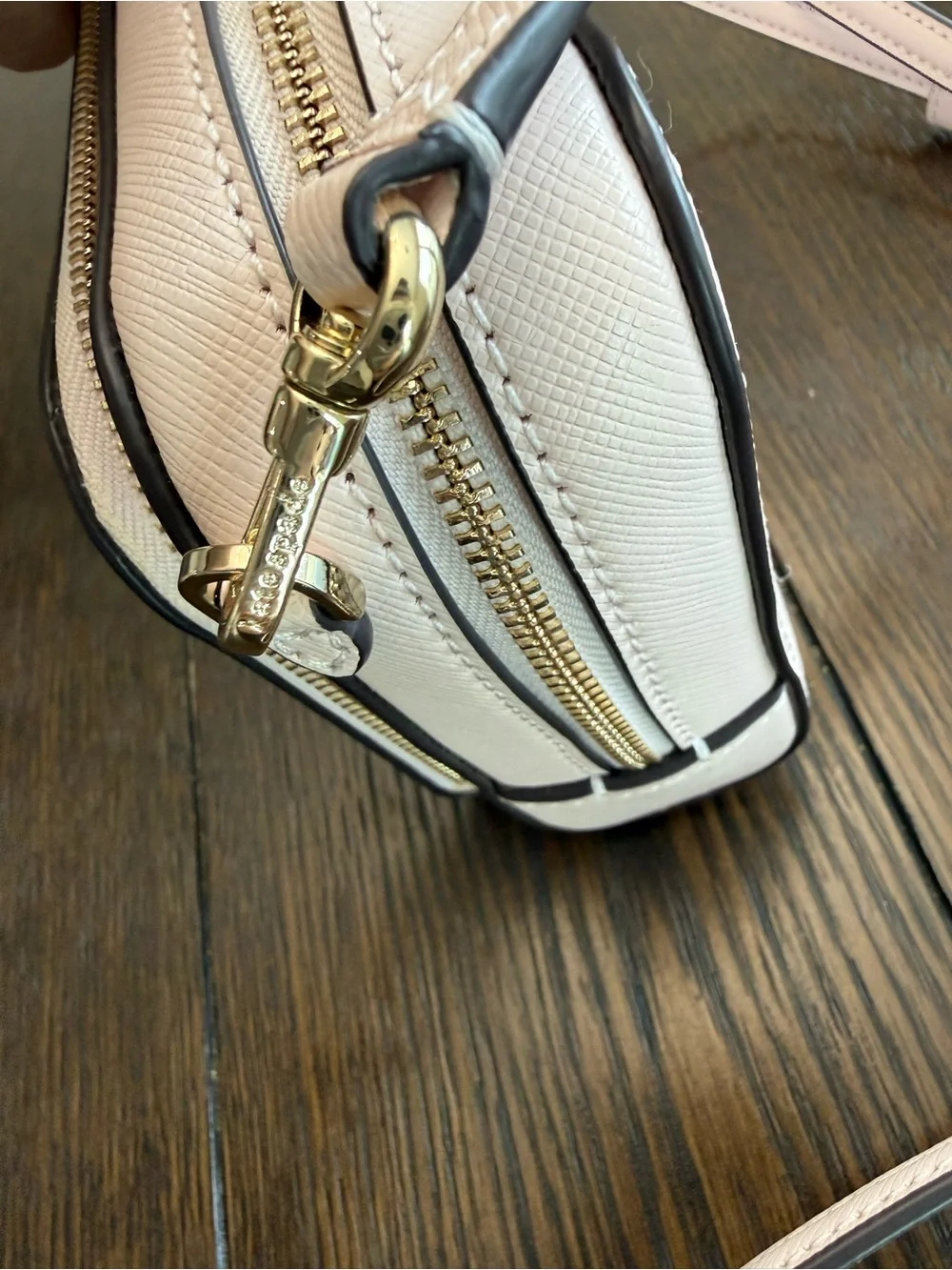Kate Spade Light Pink Staci Dual Zip-Around Mini Saffiano Leather Crossbody Bag
